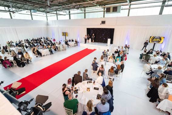 Student Awards Tables, red carpet, attendees