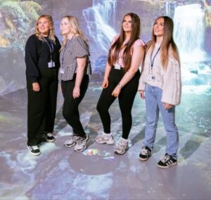 College students using an immersive learning space