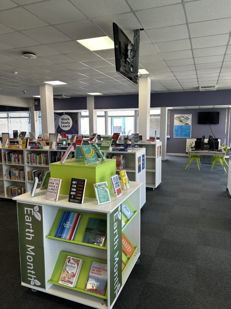A photo of the library at Oldham College.