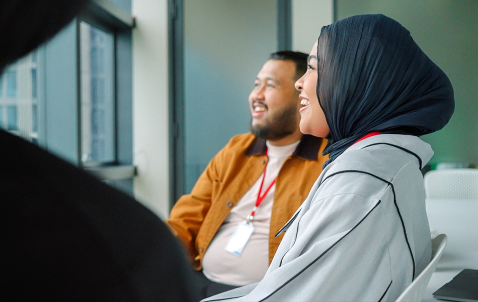 People from the community talking and laughing