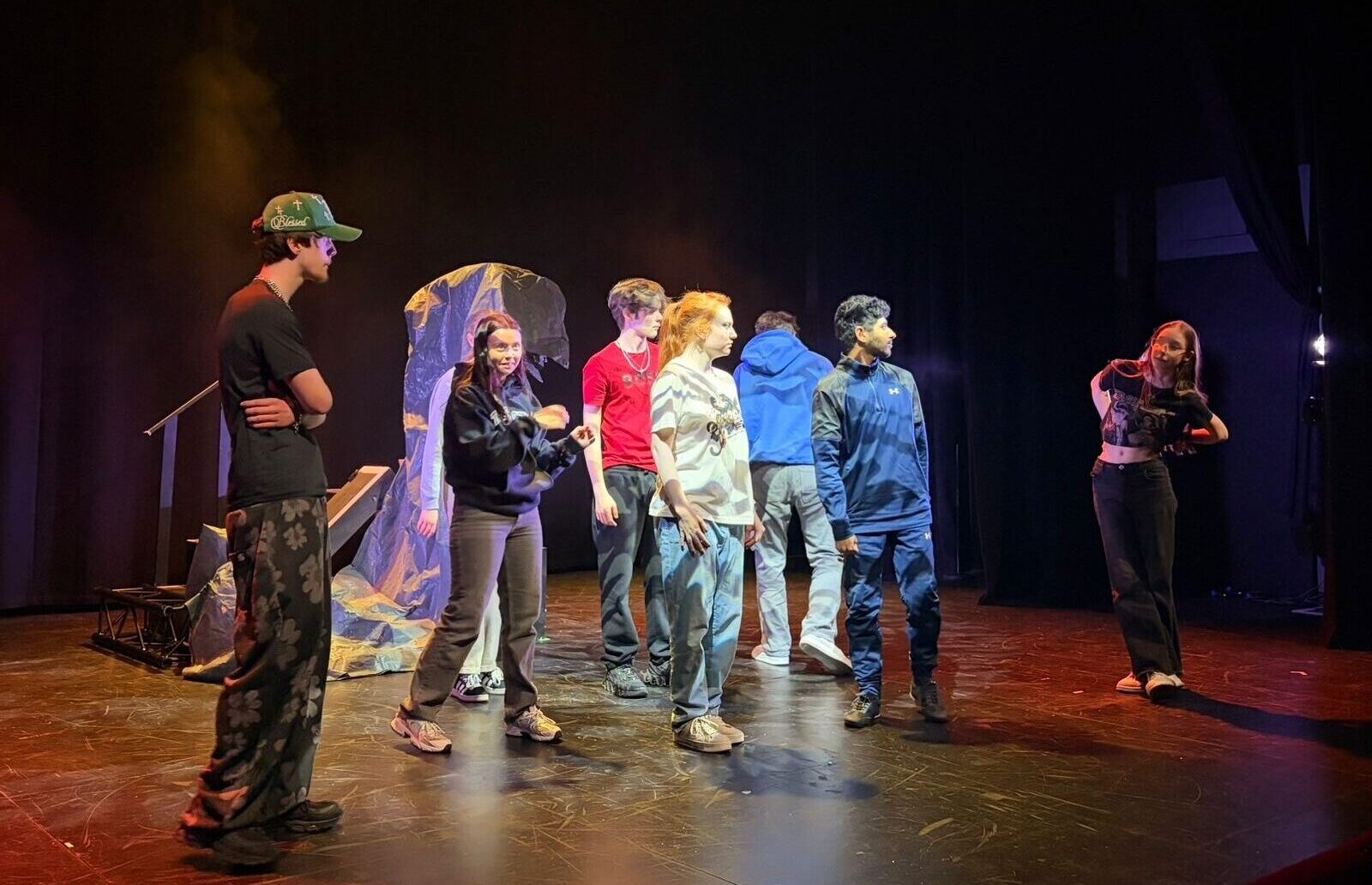 A group of Performing Arts learners on a stage.