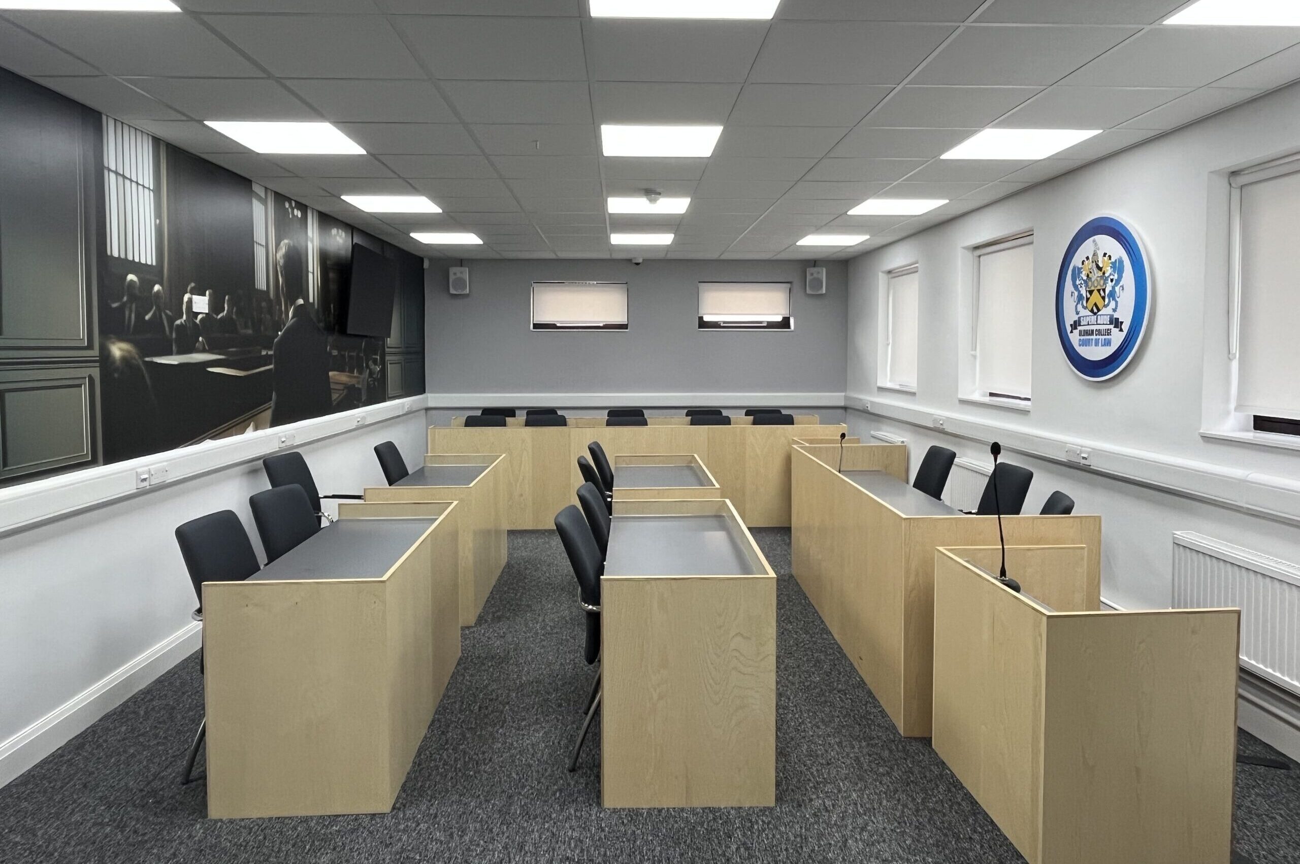 Empty simulation courtroom